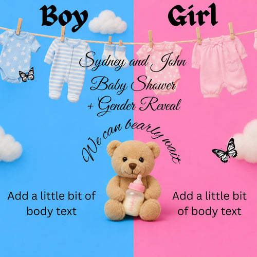 We Can Bearly Wait — Baby Shower & Gender Reveal Digital Invitation