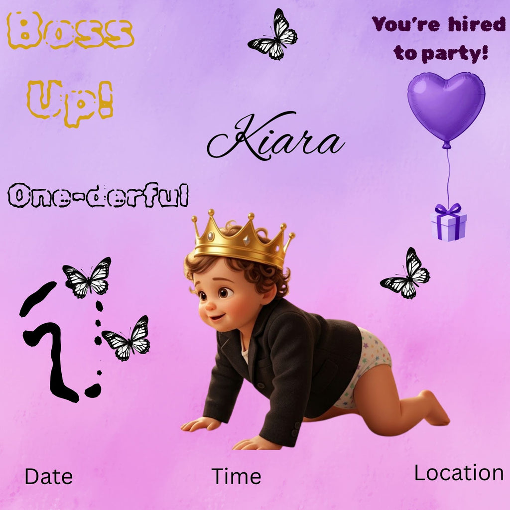 Boss Up! One-derful Girl Edition — Digital Birthday Invitation